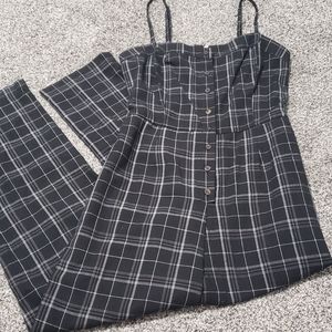 Lush Windowpane Jumpsuit